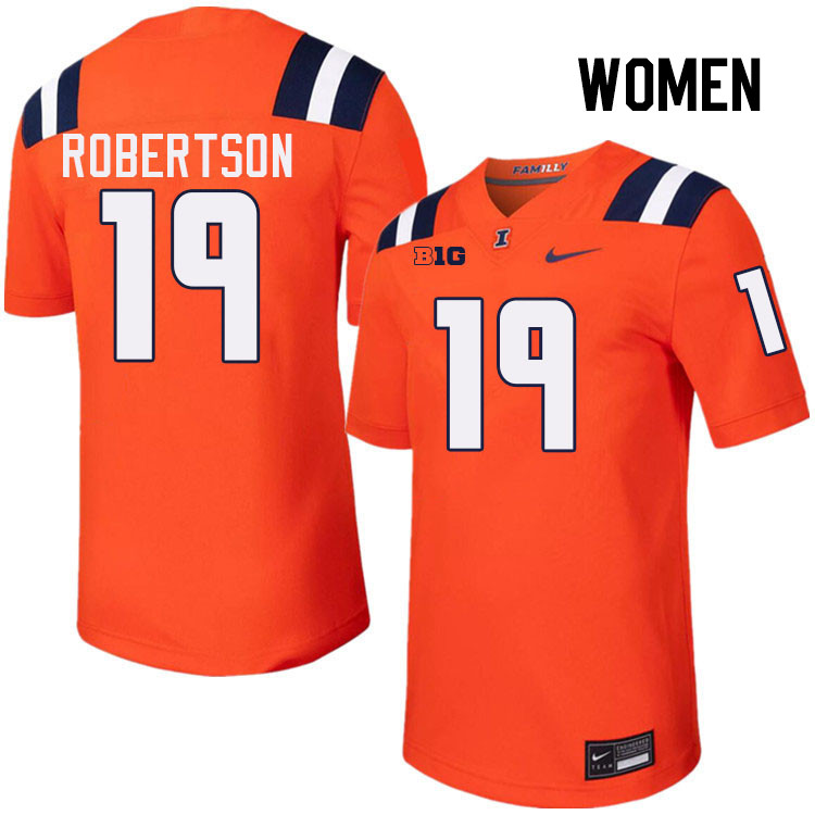 Women #19 Hugh Robertson Illinois Fighting Illini College Football Jerseys Stitched-Orange